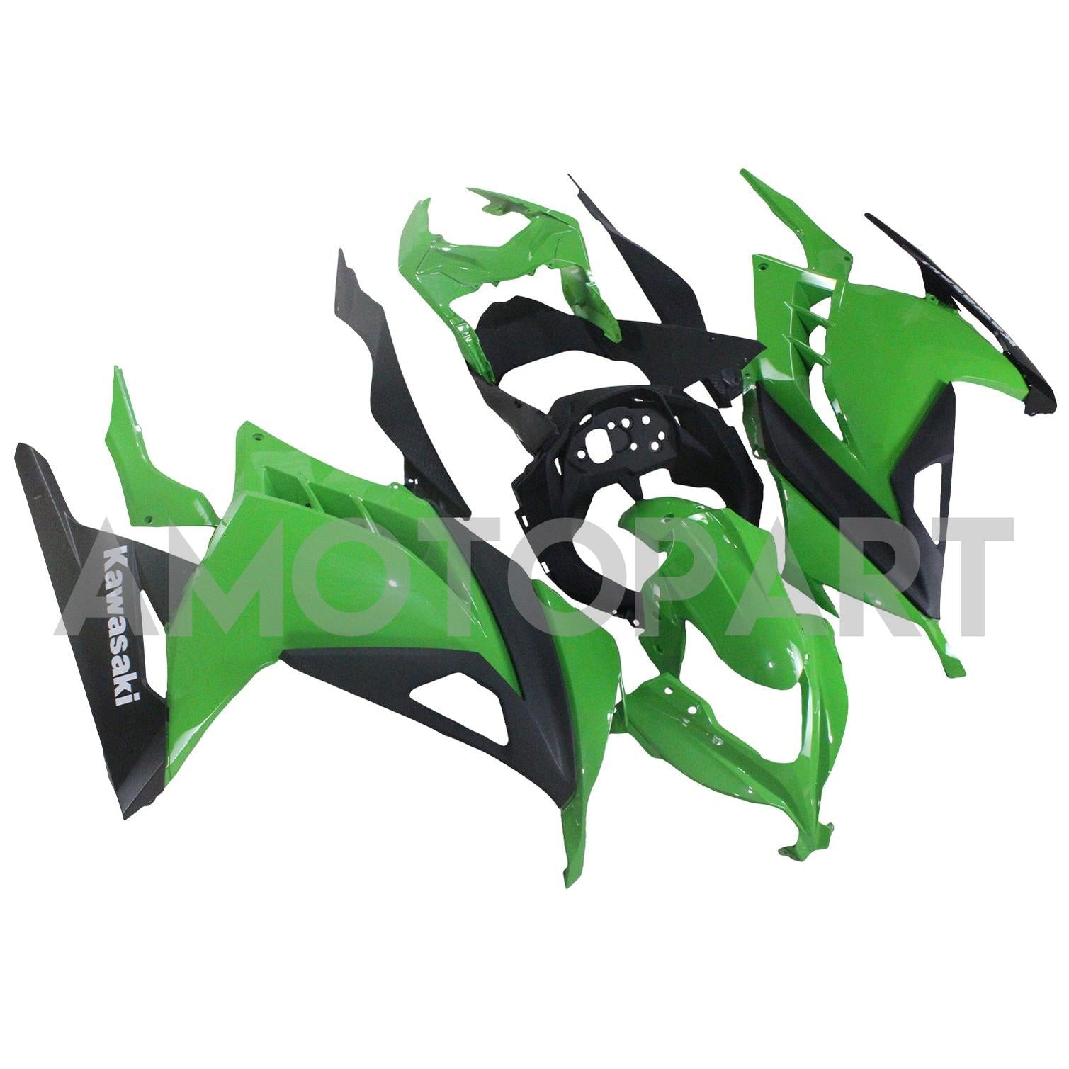 Amotopart 2013-2024 Kawasaki EX300/Ninja300 Black&Green Style4 Fairing Kit