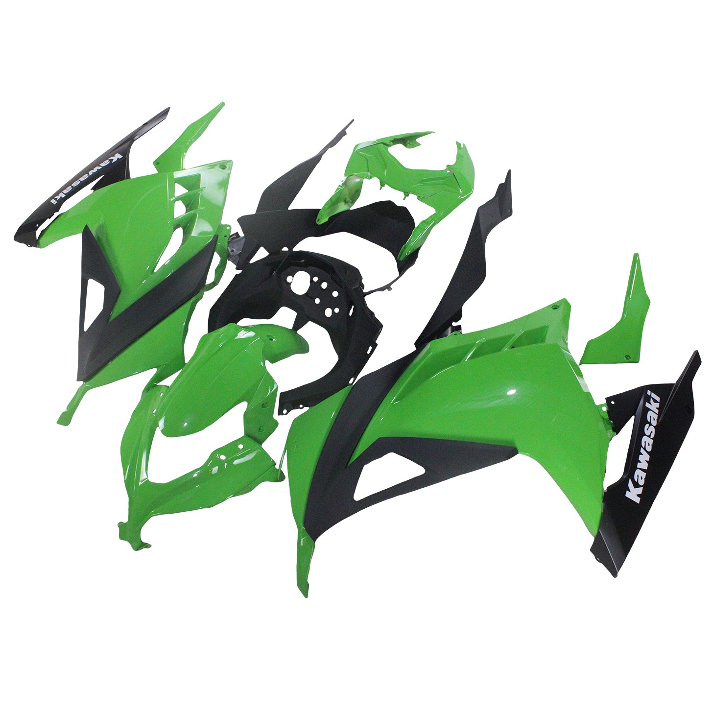 Amotopart 2013-2024 Kawasaki EX300/Ninja300 Black&Green Style4 Fairing Kit