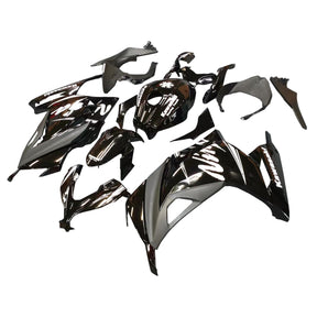 Amotopart 2013-2024 Kawasaki EX300/Ninja300 Schwarz mit weißem Logo Verkleidungssatz