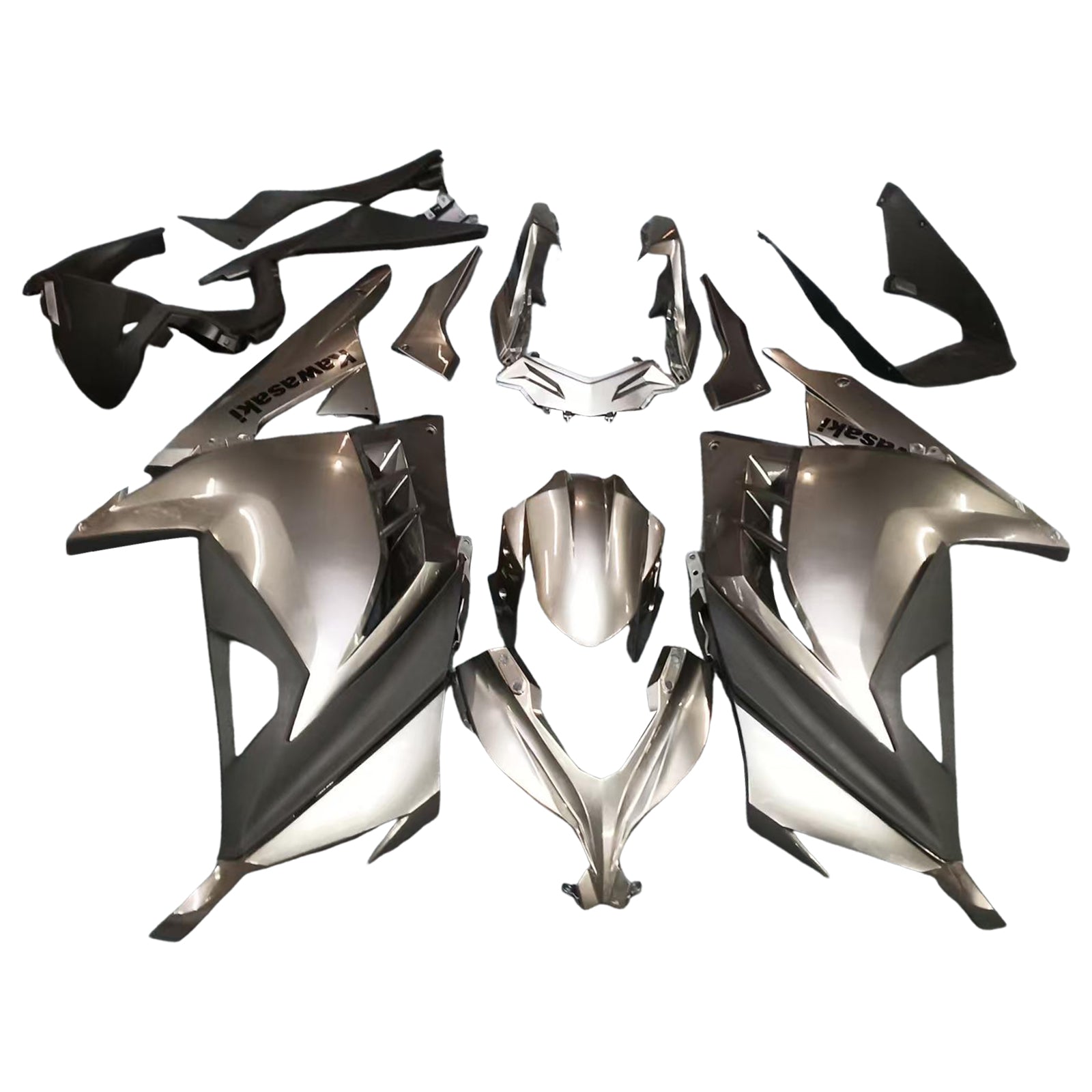 Amotopart 2013-2024 Kawasaki EX300/Ninja300 Grey&Black Fairing Kit