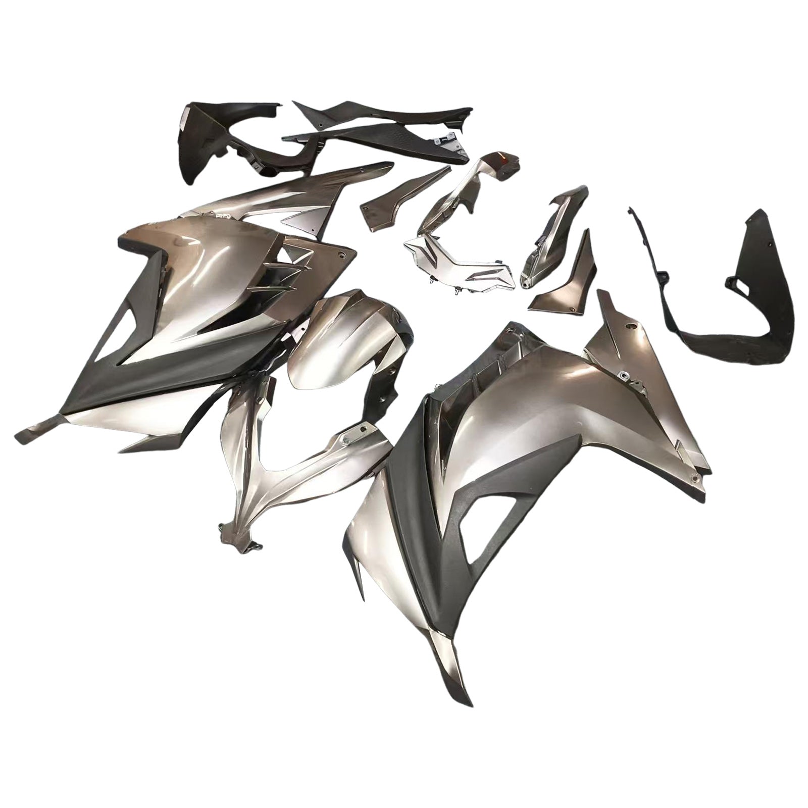 Amotopart 2013-2024 Kawasaki EX300/Ninja300 Gris&Kit de carénage noir