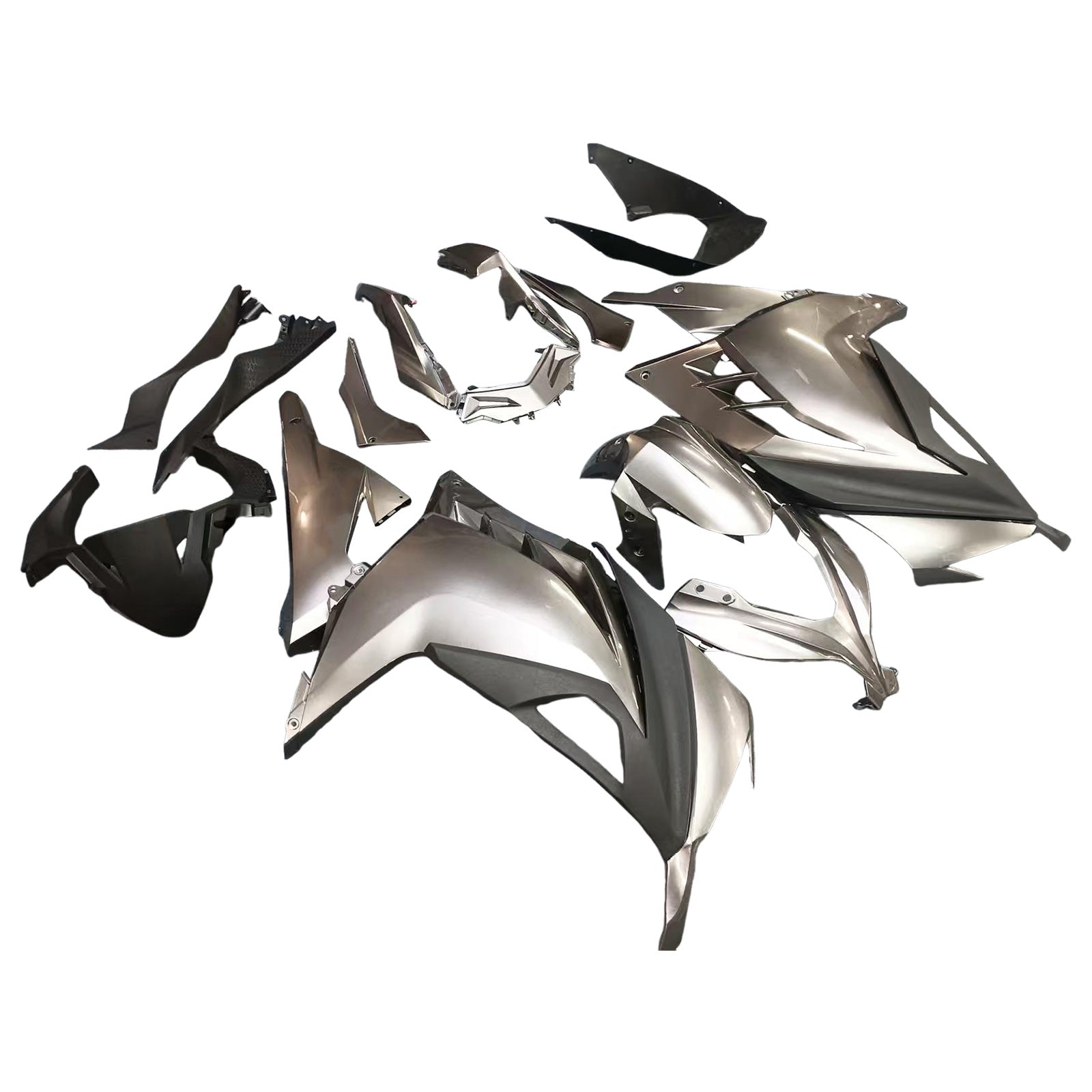 Amotopart 2013-2024 Kawasaki EX300/Ninja300 Gris&Kit de carénage noir