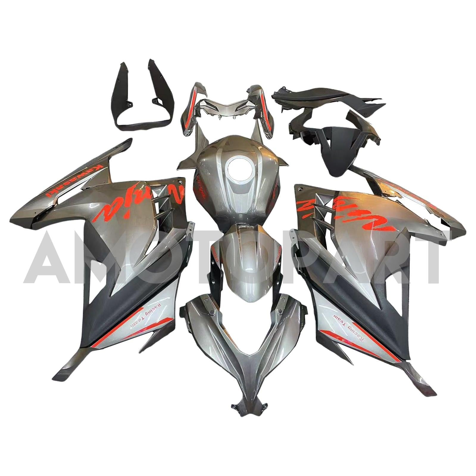 Amotopart 2013-2024 Kawasaki EX300/Ninja300 Matte Black with Red Logo Fairing Kit