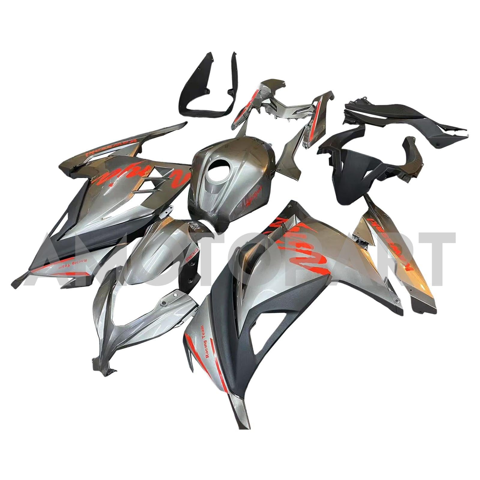 Amotopart 2013-2024 Kawasaki EX300/Ninja300 Matte Black with Red Logo Fairing Kit