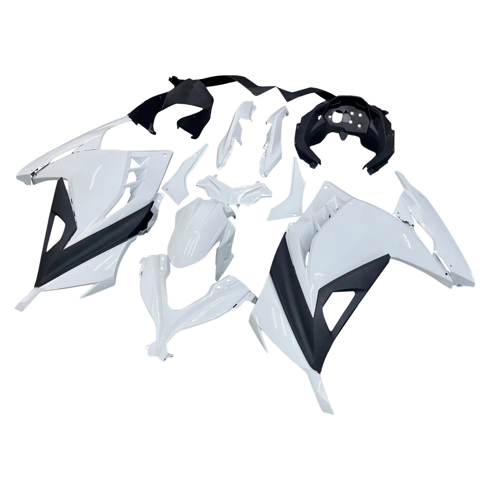 Amotopart 2013-2024 Kawasaki EX300/Ninja300 White&Black Fairing Kit