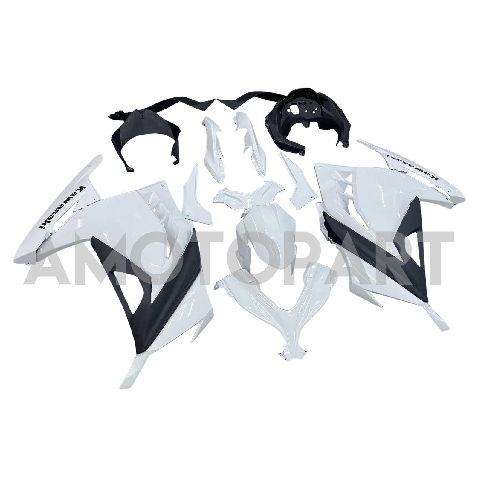 Amotopart 2013-2024 Kawasaki EX300/Ninja300 White&Black Fairing Kit