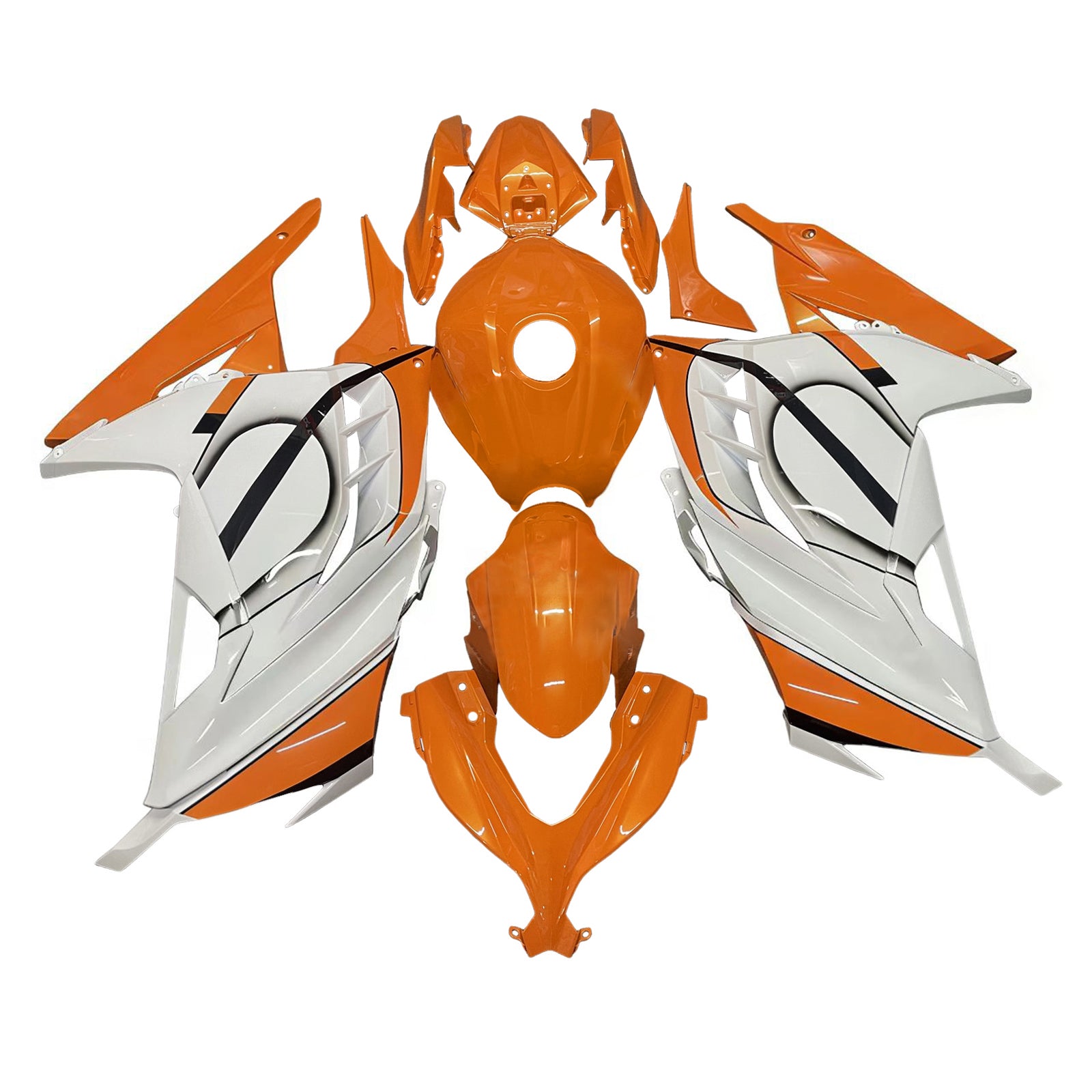 Amotopart 2013-2024 Kawasaki EX300 Ninja300 Orange White Fairing Kit