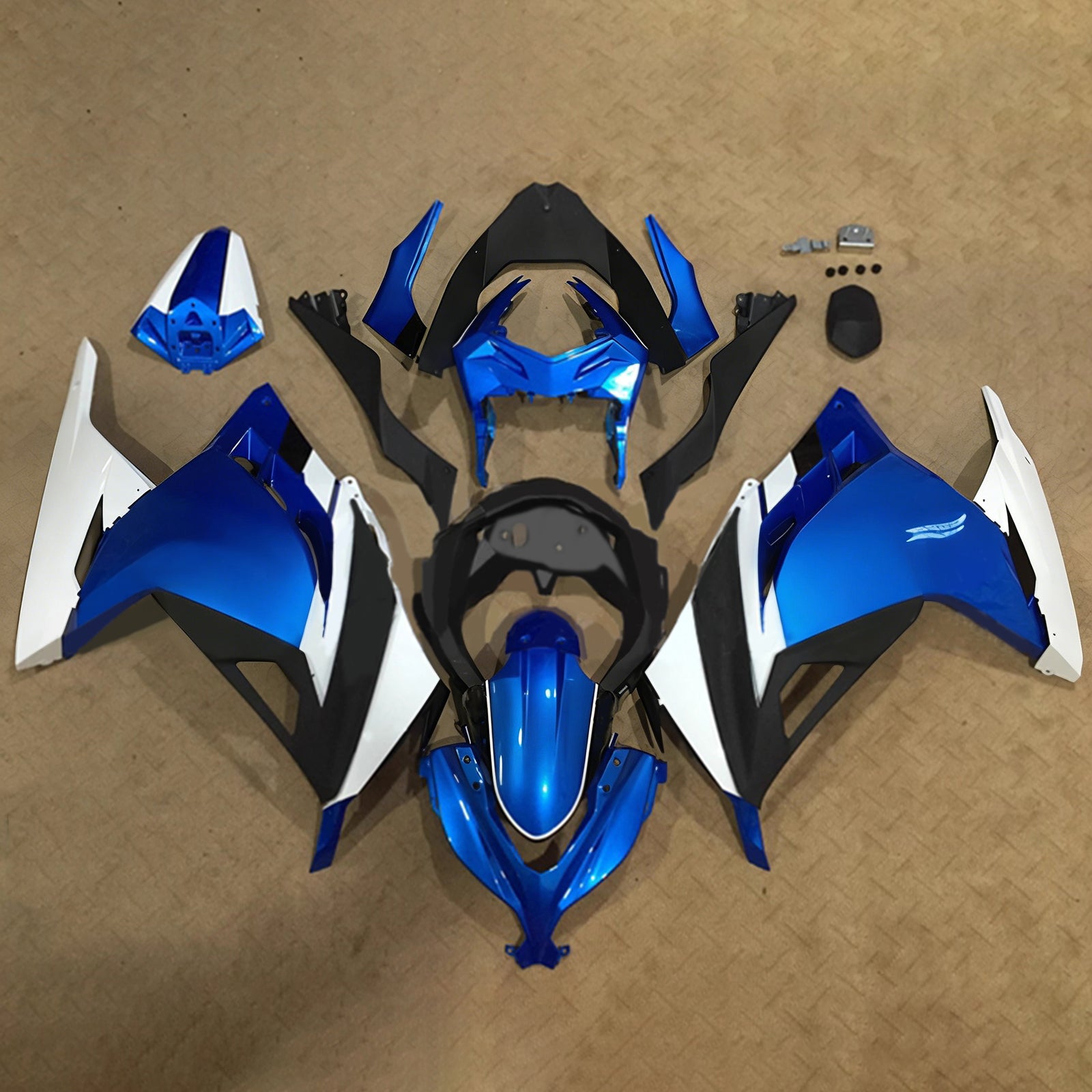 Amotopart 2013-2024 Kawasaki EX300/Ninja 300 Blauw Zwart Wit Red Bull Kuipset