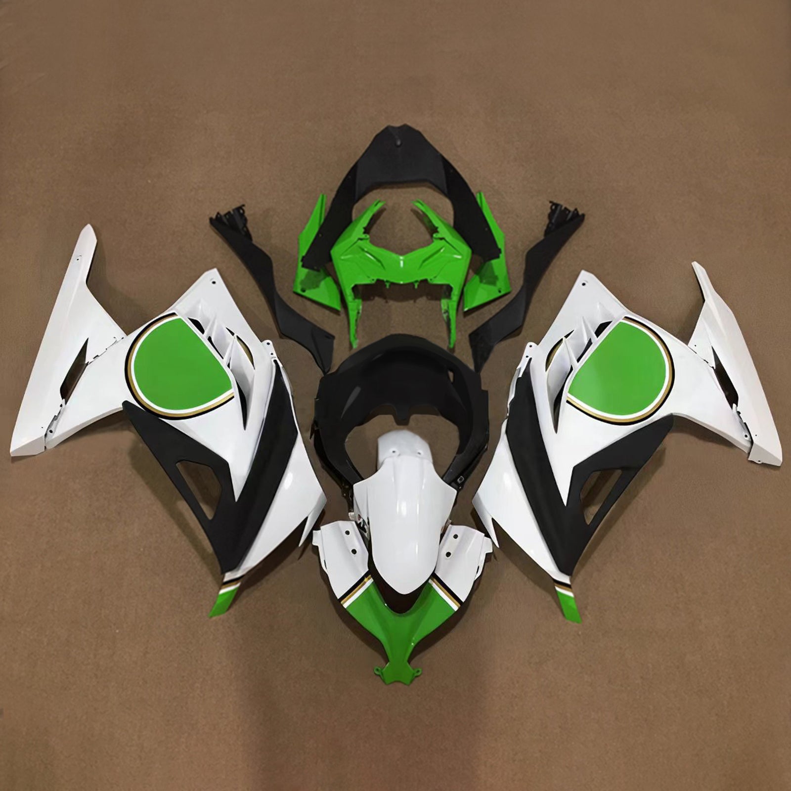 Amotopart 2013-2024 Kawasaki EX300/Ninja 300 Green White Black Fairing Kit