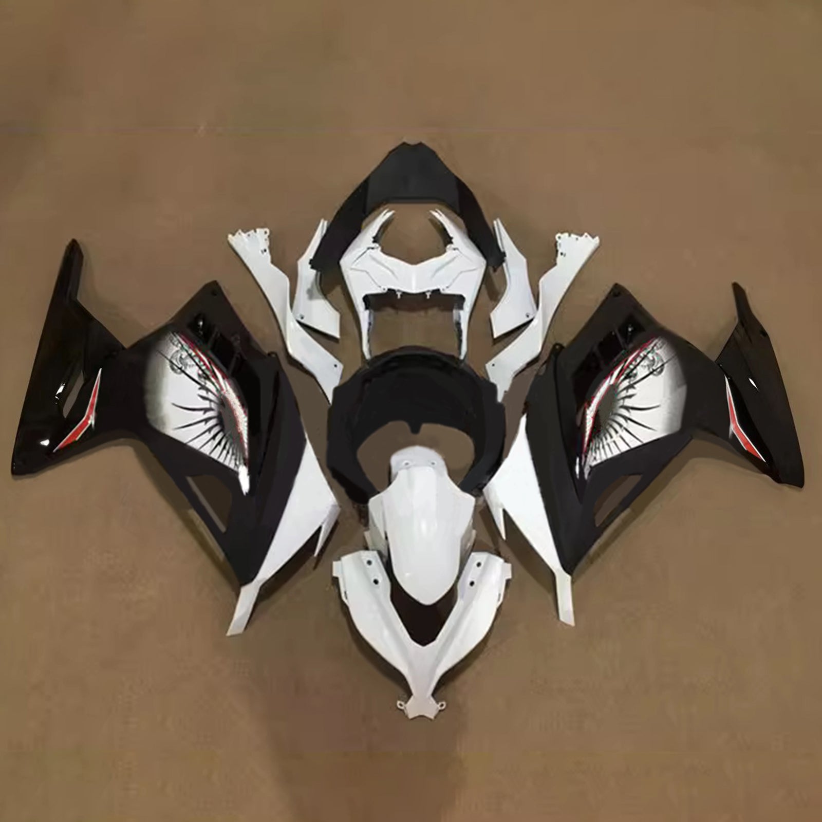 Amotopart 2013-2024 Kawasaki EX300/Ninja 300 Black White Red Fairing Kit