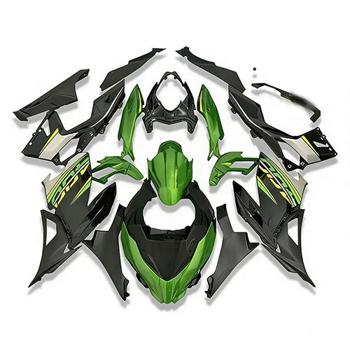 Amotopart 2018-2024 Kawasaki EX400/Ninja 400 Fairing Green & Black Matte Finish Kit