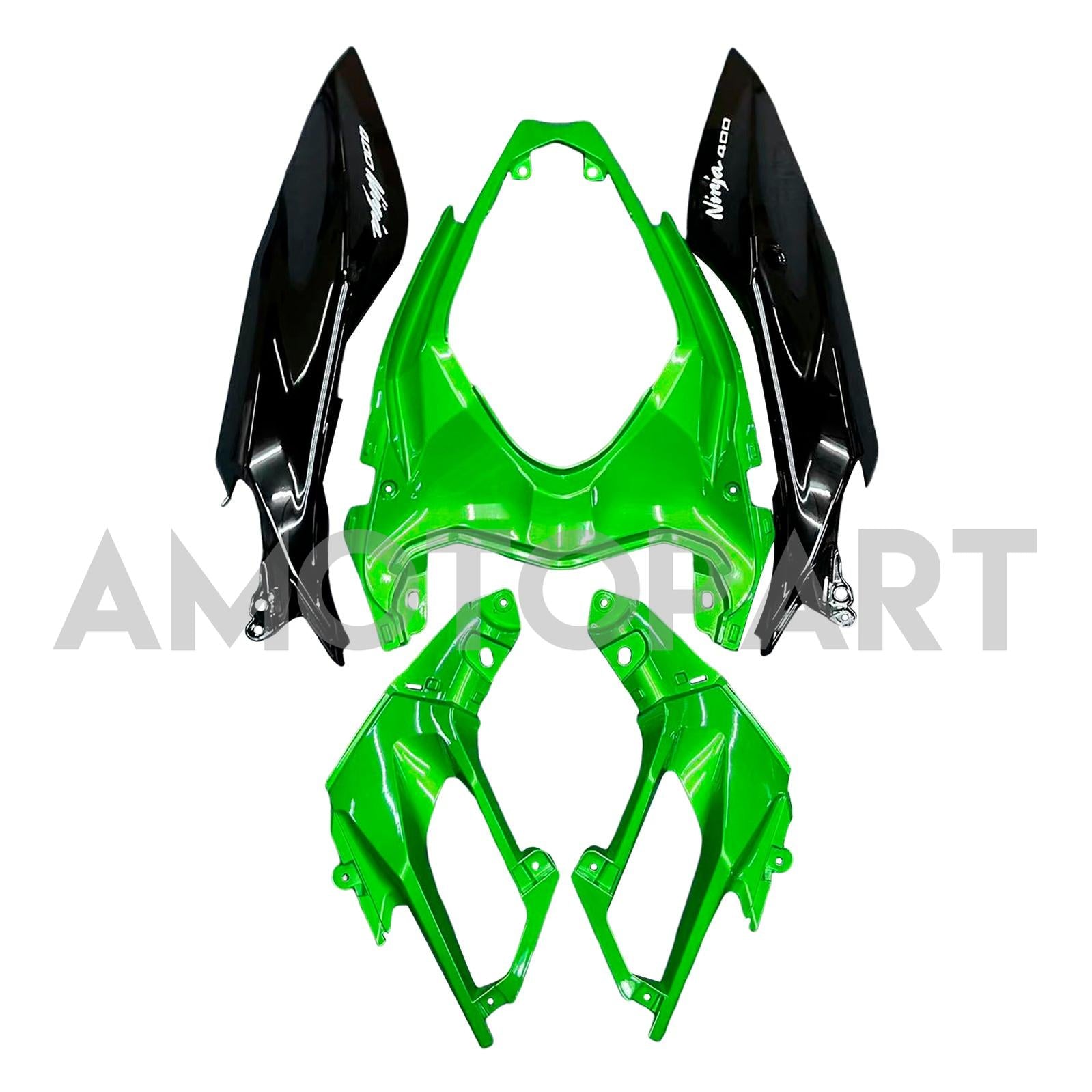 Amotopart 2018-2024 Kawasaki EX400/Ninja 400 Kit de carenado negro y verde