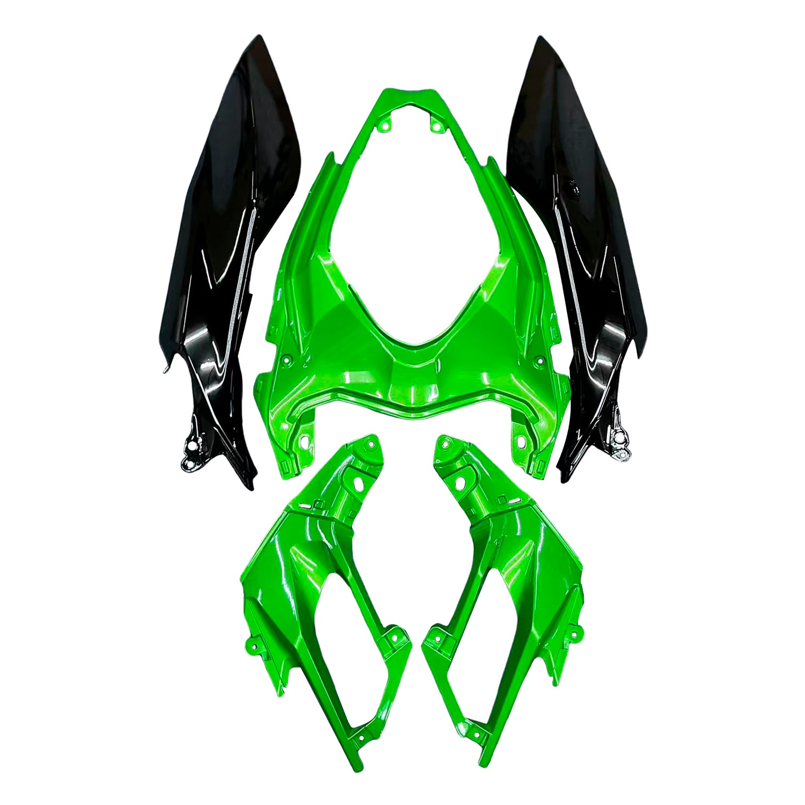 Carénage Amotopart noir pour Kawasaki EX400/Ninja400 2018-2024&Kit vert