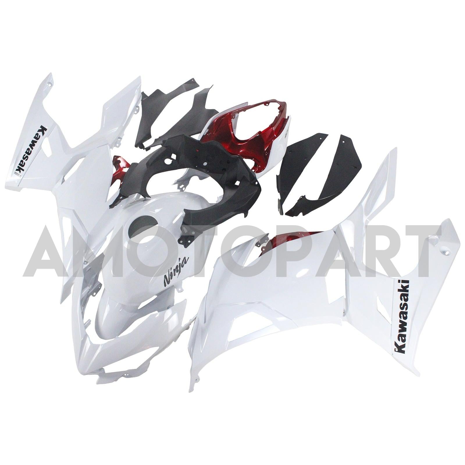 Amotopart Kawasaki Ex400/Ninja400 2018-2023 White Red Fairing Kit