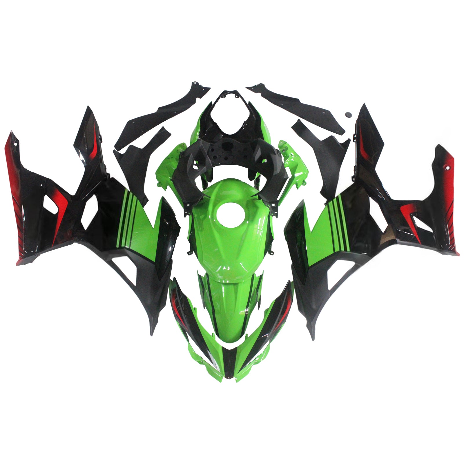Amotopart Kawasaki EX400/Ninja400 2018-2023 Green Black Fairing Kit