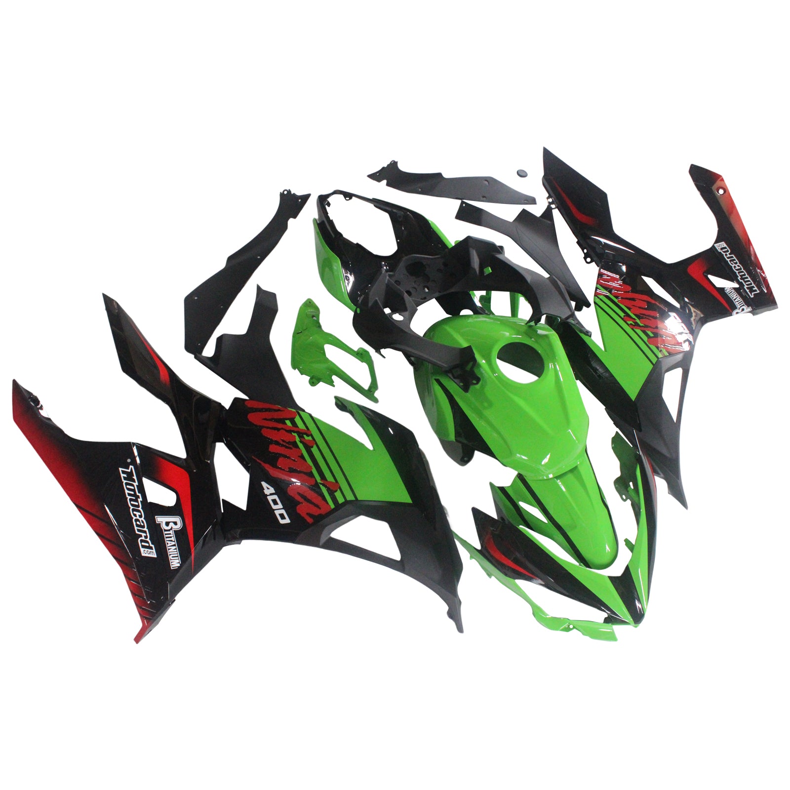 Amotopart Kawasaki EX400/NINJA400 2018-2023 Zielony czarny zestaw owiewki