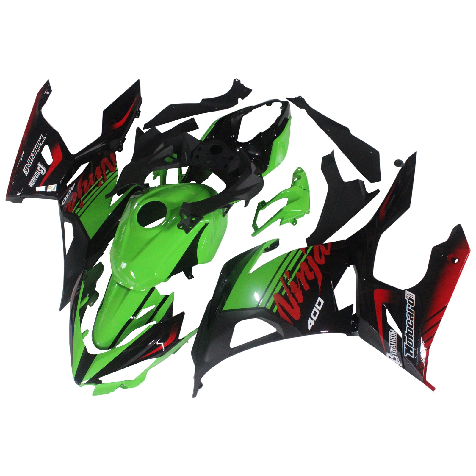 Amotopart Kawasaki EX400/NINJA400 2018-2023 Zielony czarny zestaw owiewki