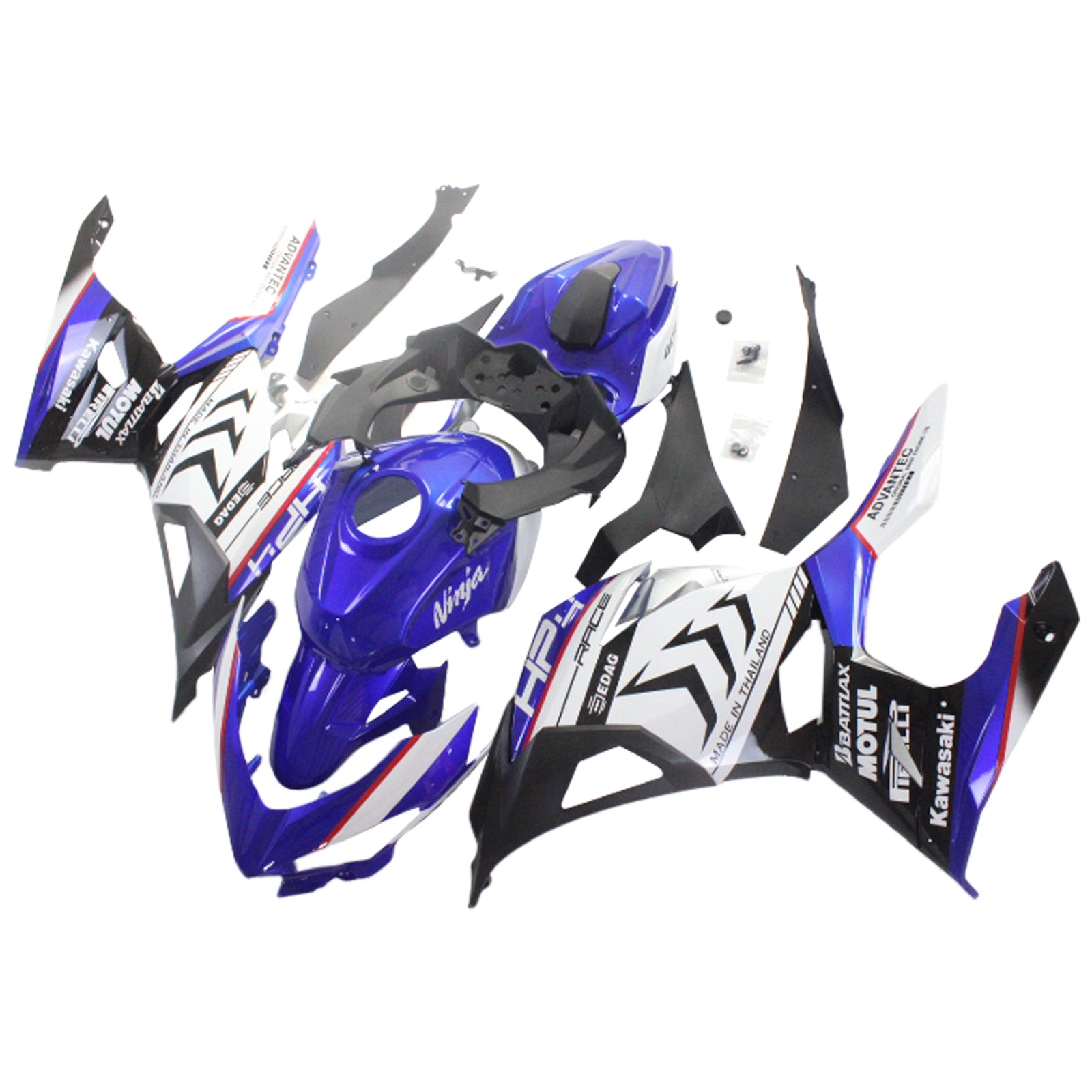 Amotopart Kawasaki EX400/Ninja400 2018-2023 Glossy Blue White Fairing Kit