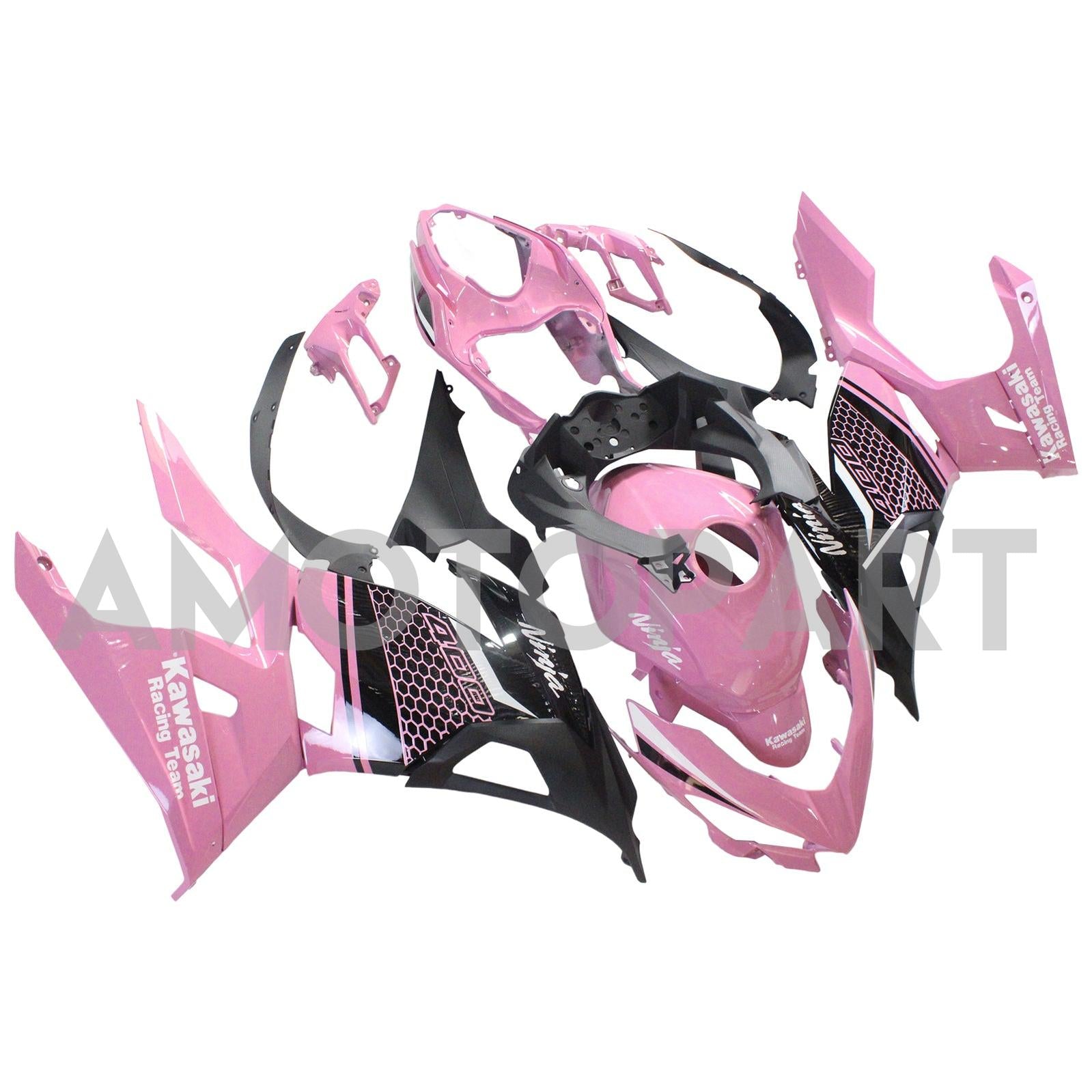 Amotopart Kawasaki 2018-2024 EX400/Ninja 400 Kit de carenado negro rosa