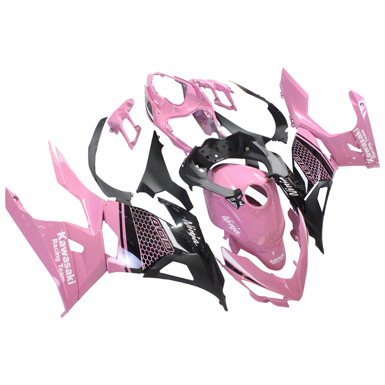 Amotopart Kawasaki 2018-2024 EX400/Ninja400 Black Pink Fairing Kit