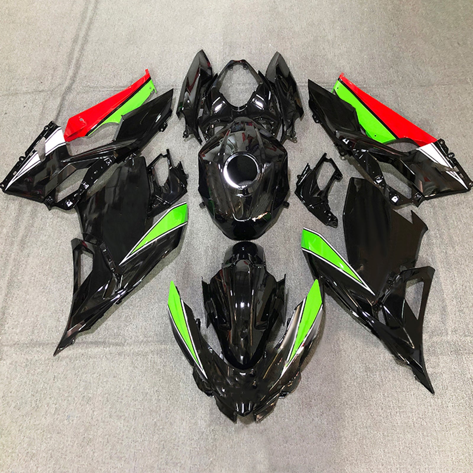 あめページ Amotopart Kawasaki 2018-2024 EX400/Ninja400 Black Green Fairing Kit