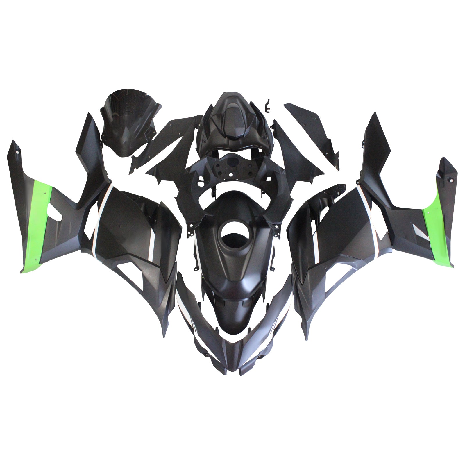 Amotopart Kawasaki 2018-2023 EX400/Ninja400 マットグリーンブラックフェアリングキット