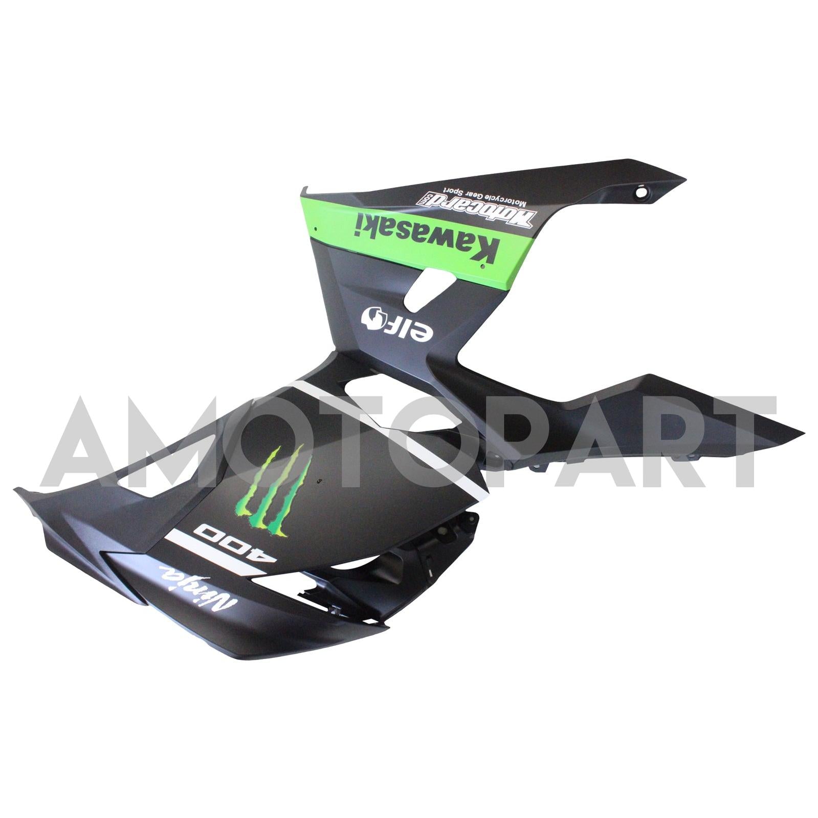 Amotopart Kawasaki 2018-2023 EX400/Ninja400 Kit de carenado negro verde mate