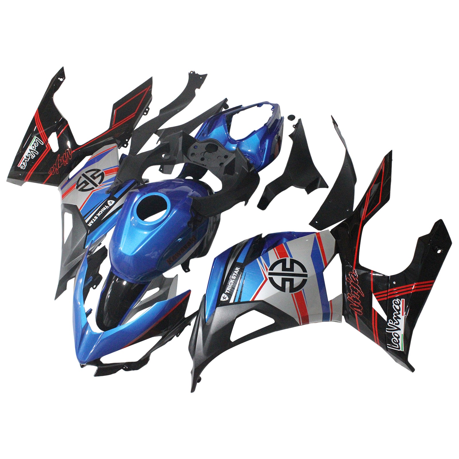 Amotopart Kawasaki 2018-2024 EX400/Ninja400 Blue Gary Fairing Kit