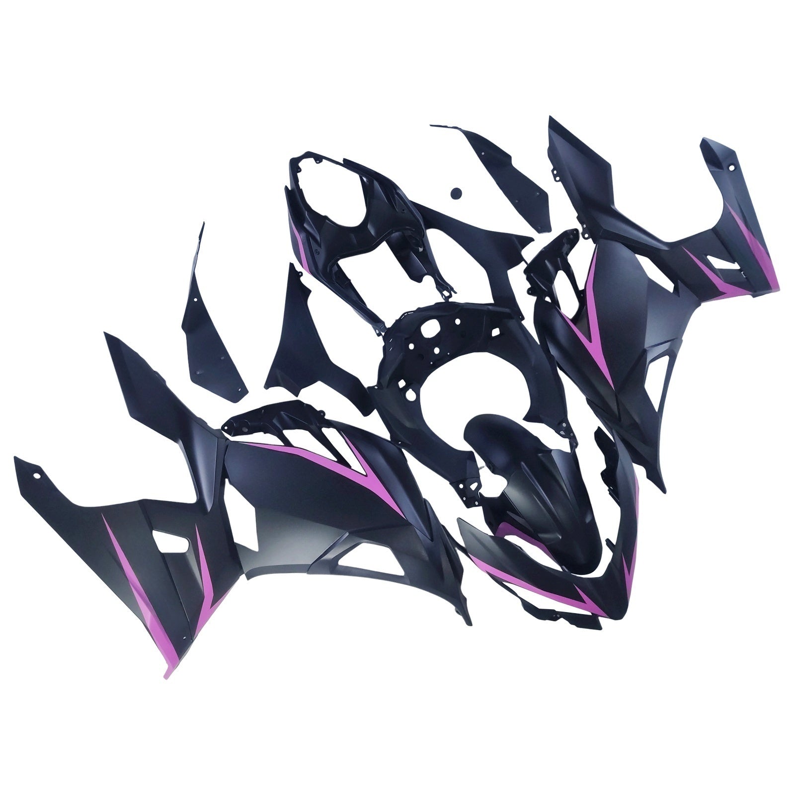 Amotopart Kawasaki 2018-2023 EX400/Ninja400 Kit de carénage noir de ligne rose