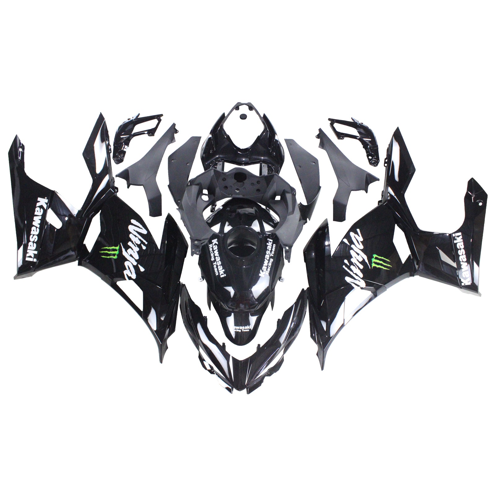 Amotopart Kawasaki 2018-2024 EX400/Ninja400 Gloss Black Fairing Kit