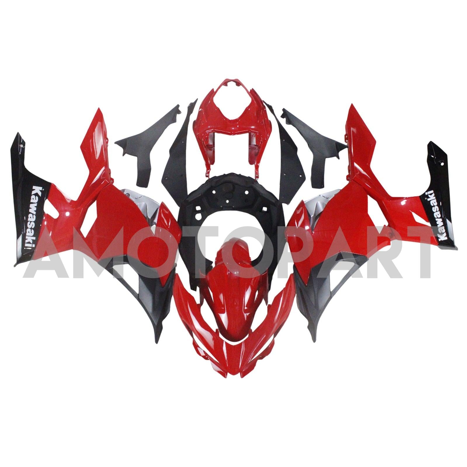 Amotopart Kawasaki 2018-2023 EX400/Ninja400 Red Black Fairing Kit