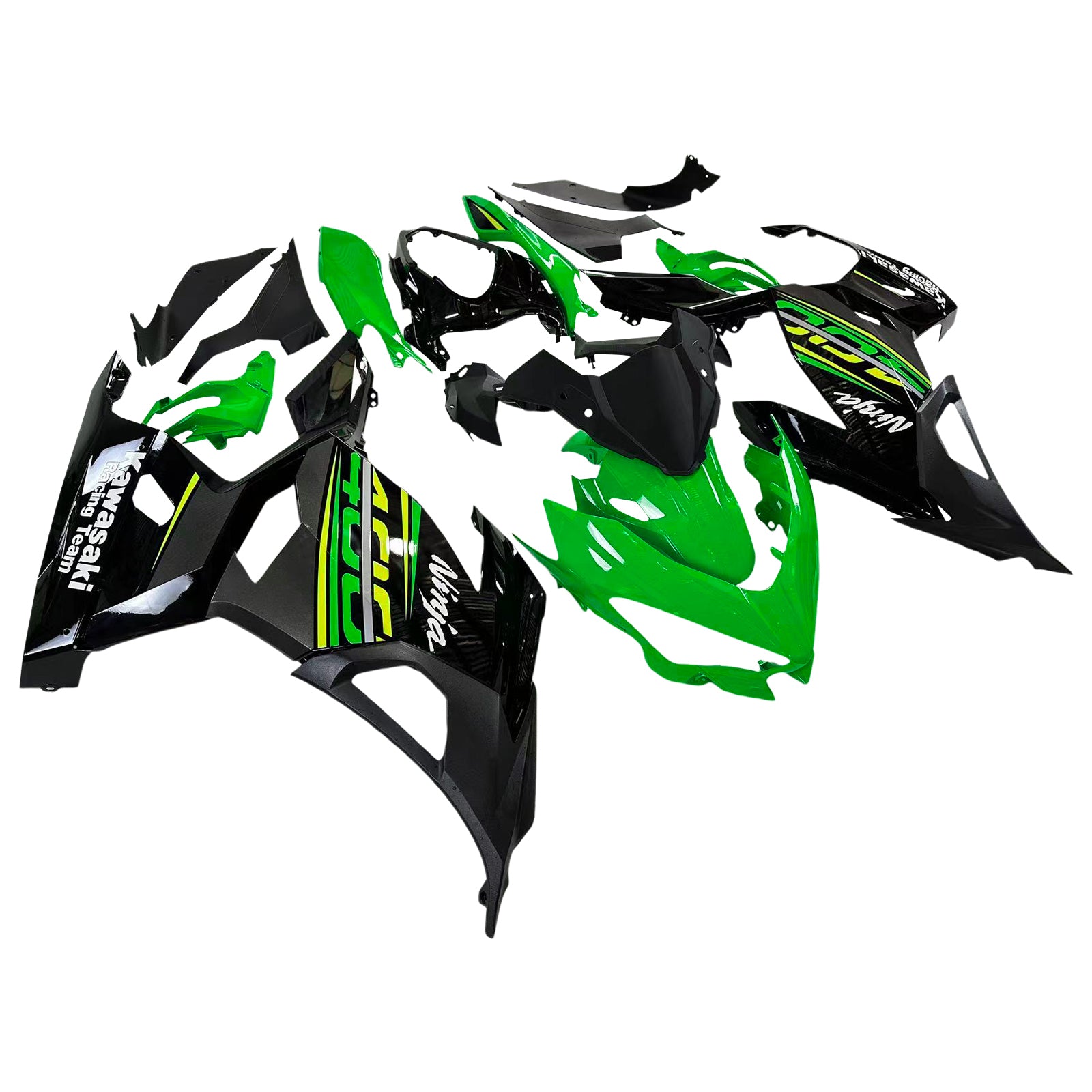 Amotopart Kawasaki 2018-2024 EX400/Ninja400 ブラック グリーンフェアリングキット付き