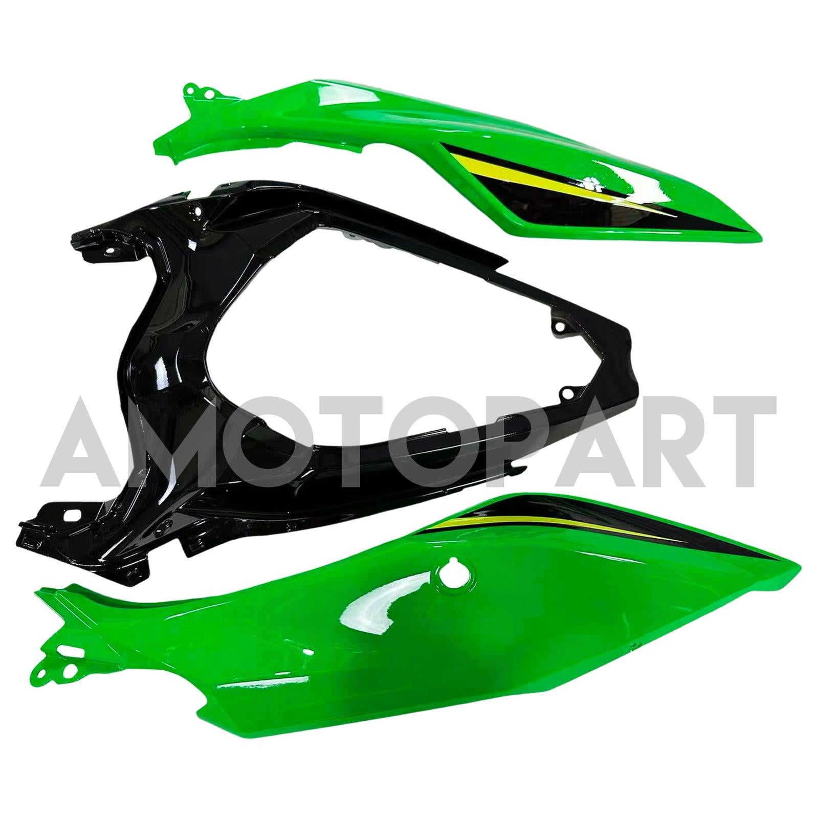 Amotopart Kawasaki 2018-2024 EX400/NINJA400 Black met Green Fairing Kit