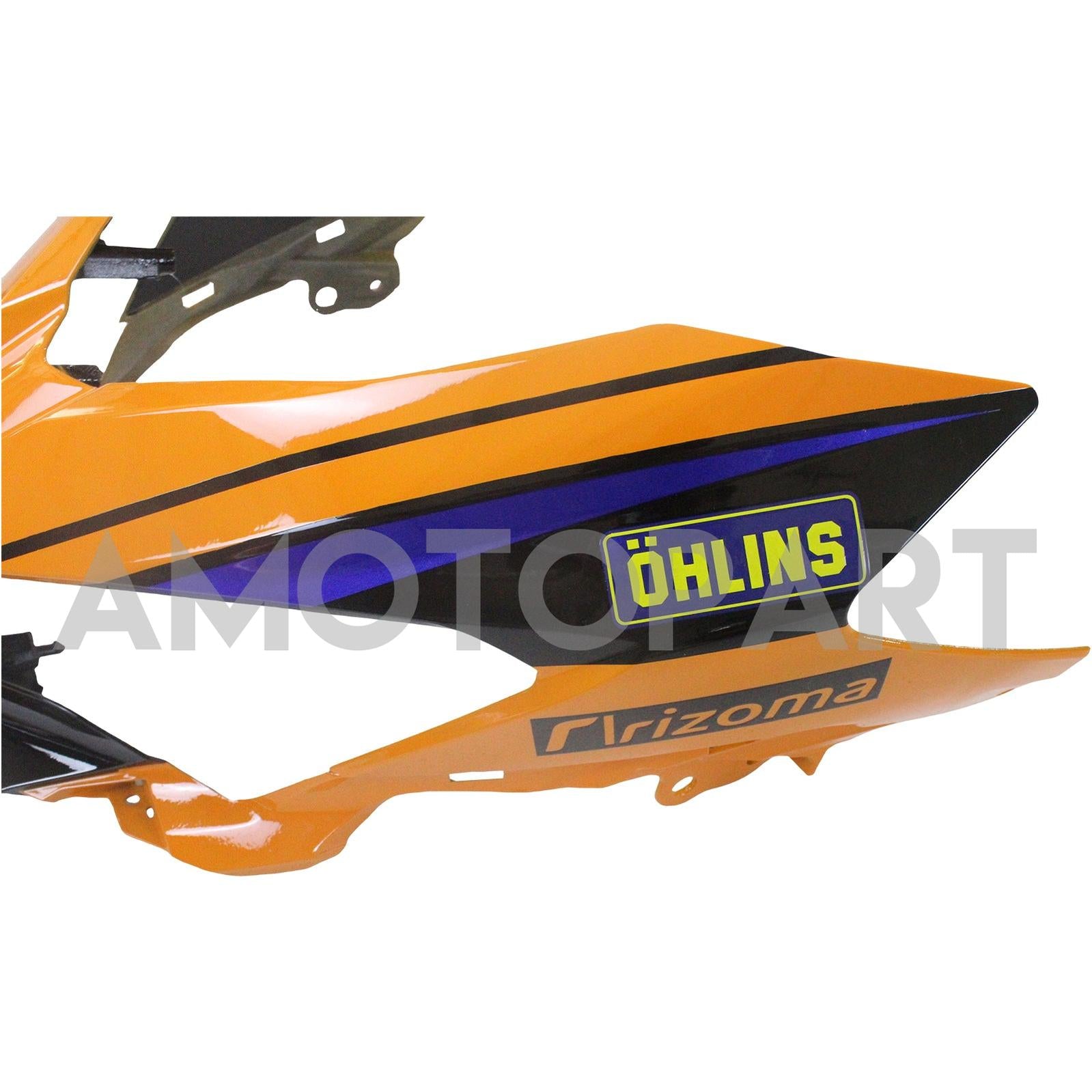 Amotopart 2018–2024 Kawasaki EX400 Ninja400 Orange&Blaues Verkleidungskit