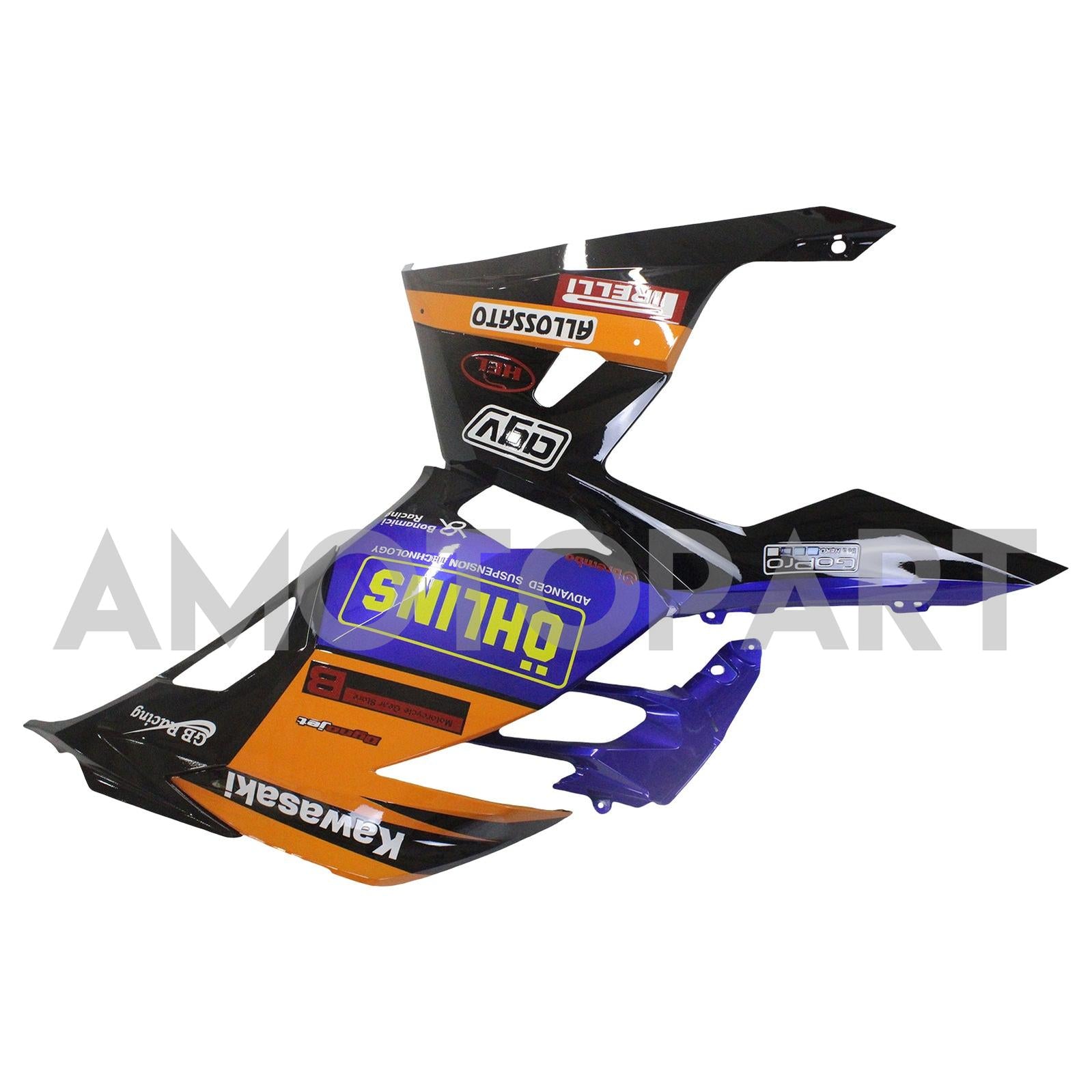 Amotopart 2018–2024 Kawasaki EX400 Ninja400 Orange&Blaues Verkleidungskit