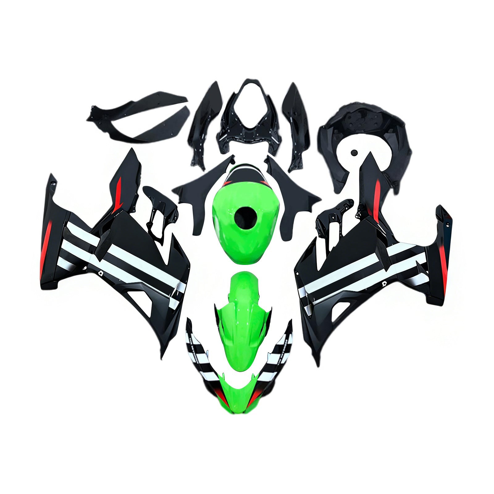 Amotopart 2018-2024 Kawasaki EX400 Ninja400 Green with Skull Fairing Kit