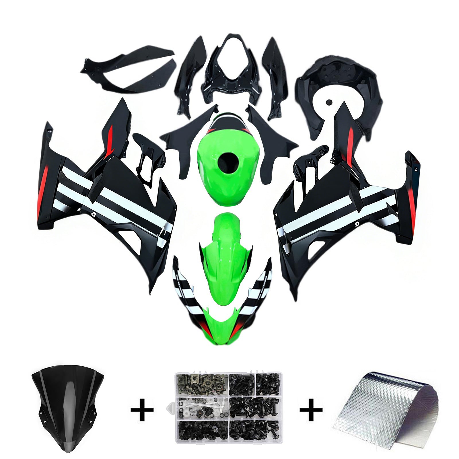 オーダーメイド1カラー1ポーズ3体セット690円 Amotopart 2018-2024 Kawasaki EX400 Ninja400 Green with Skull Fairing K