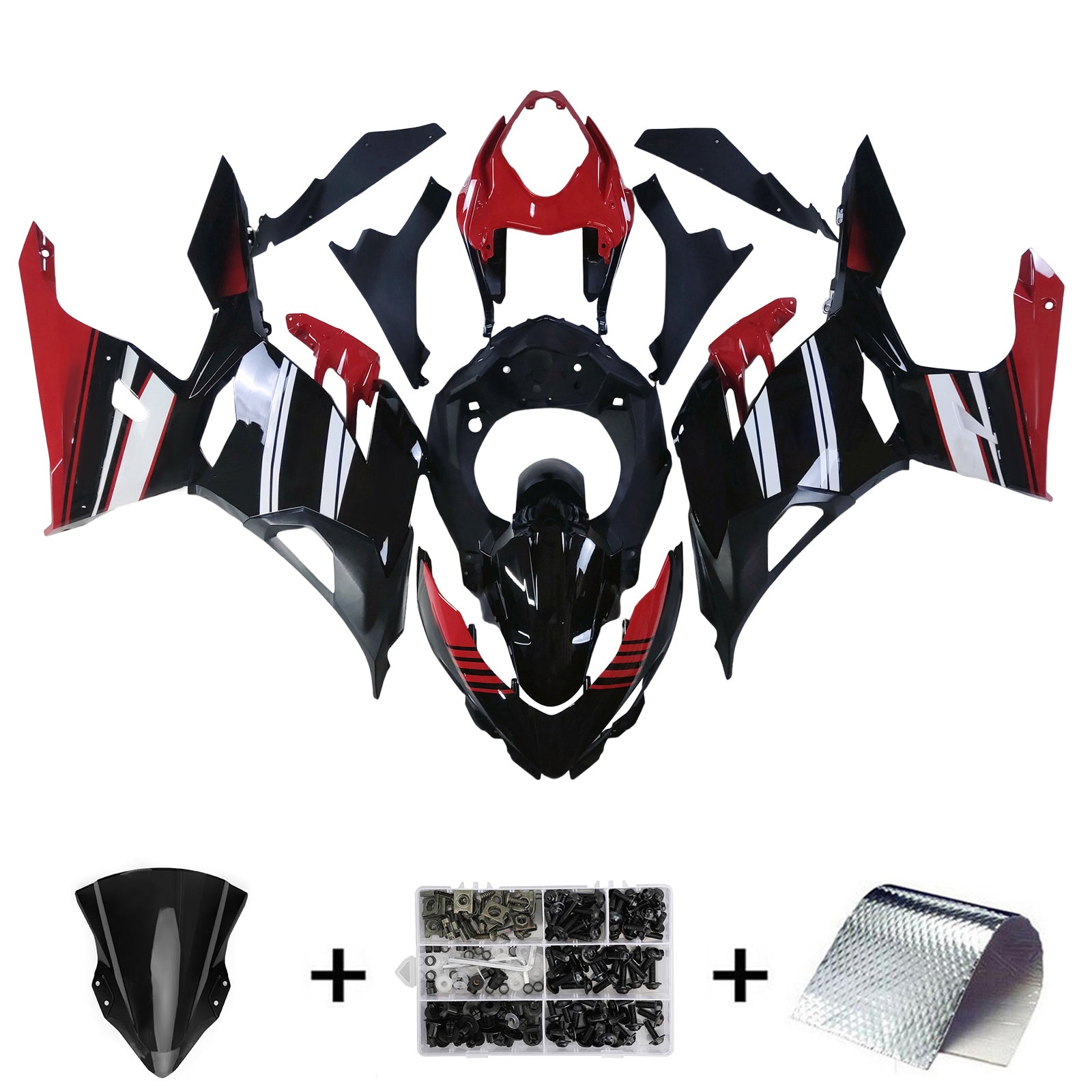 Amotopart 2018-2024 Kawasaki EX400 Ninja400 Red&Black Style2 Fairing Kit