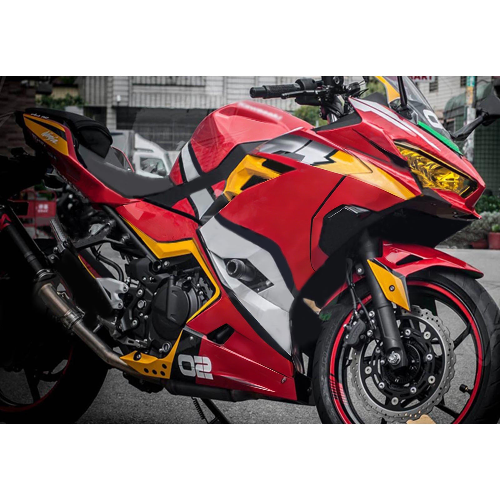 Amotopart 2018-2024 Kawasaki EX400 Ninja400 レッド&オレンジ フェア