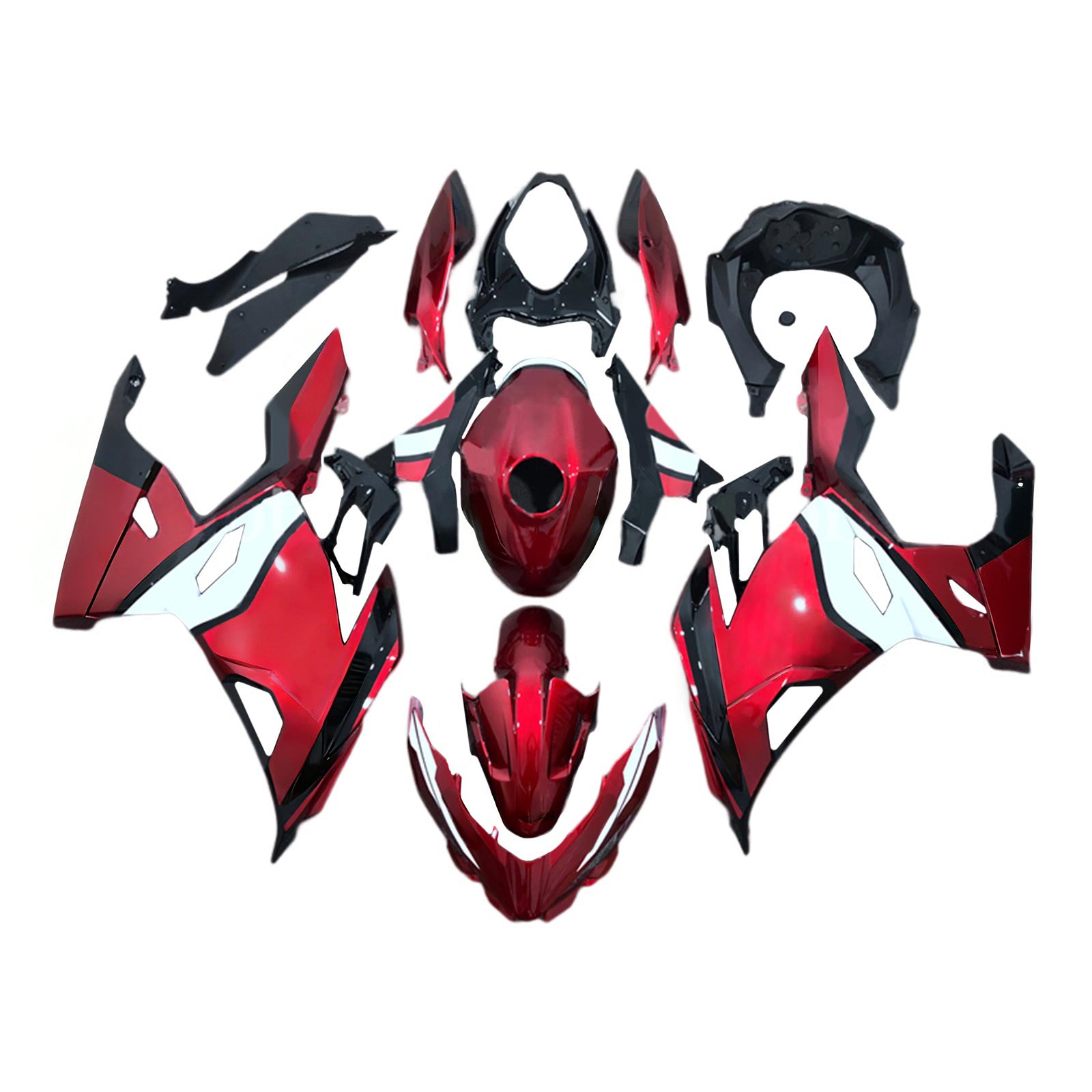 Amotopart 2018-2024 Kawasaki EX400 Ninja400 Dark Red Fairing Kit