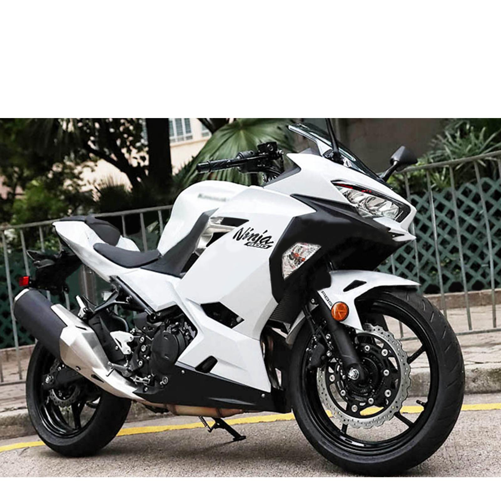 Amotopart 2018-2024 Kawasaki Ex400 Ninja 400 White & Black Fairing Kit