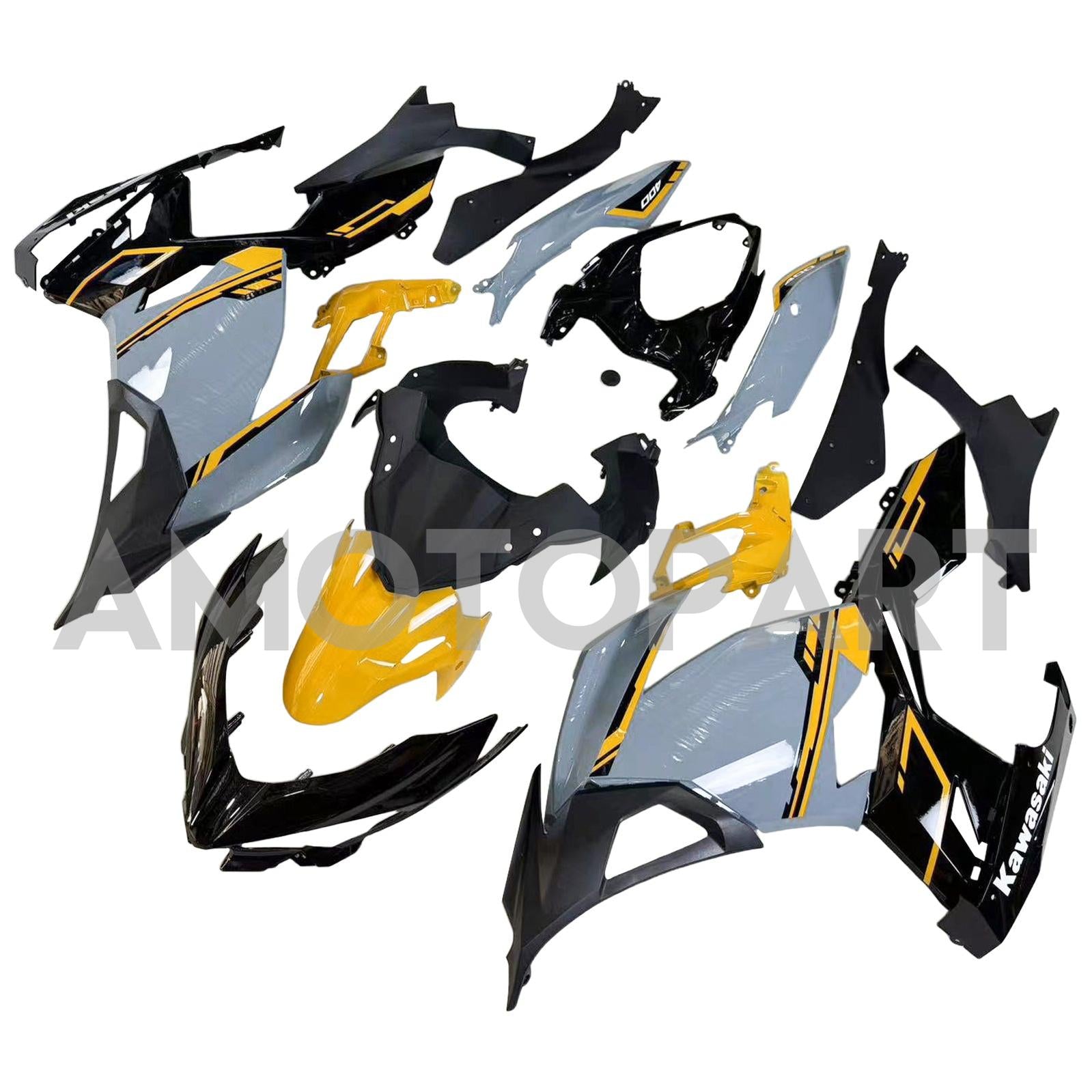 Amotopart 2018-2024 Kawasaki EX400 Ninja400 Grey & Yellow Failing Kit