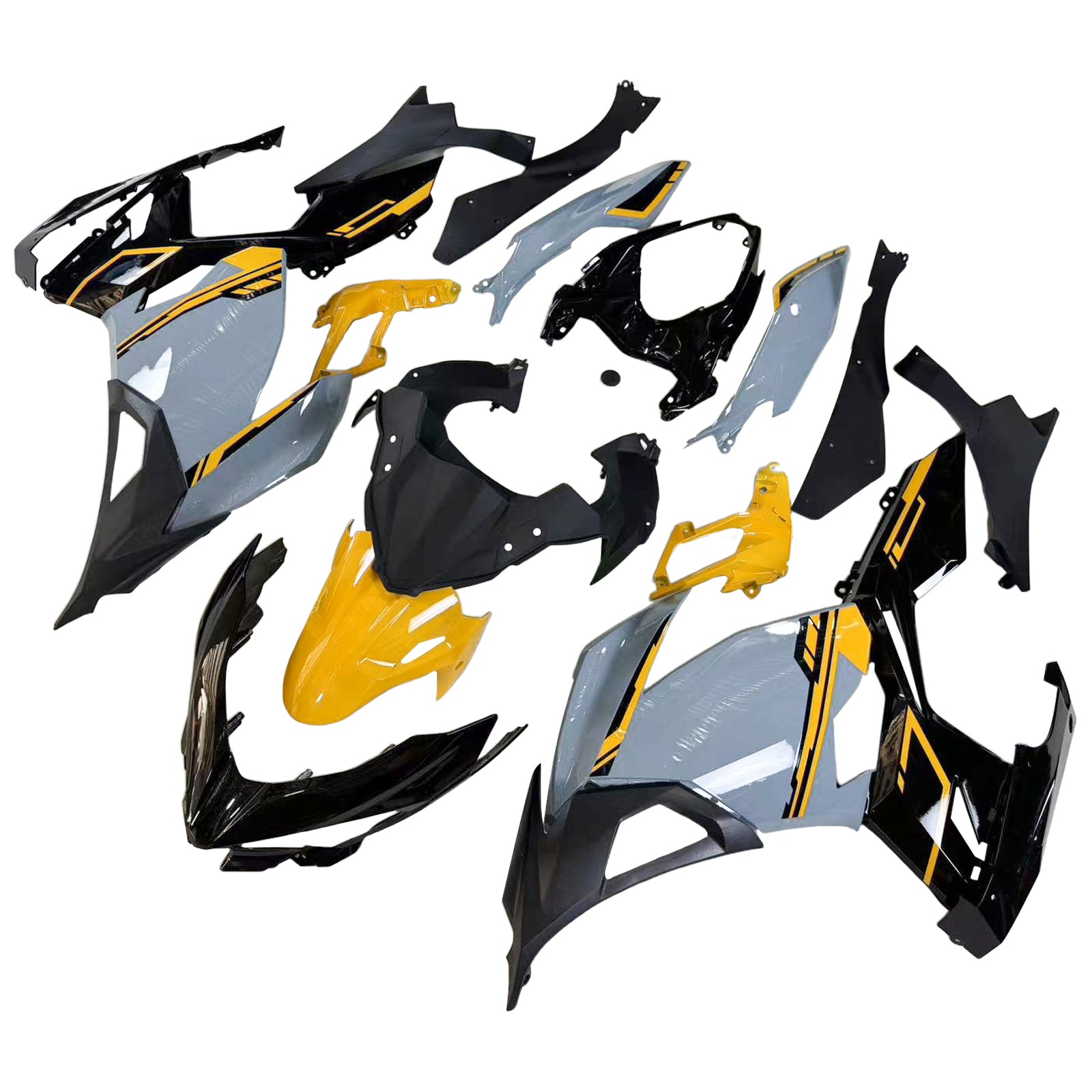 Amotopart 2018-2024 Kawasaki EX400 Ninja400 Grey&Yellow Fairing Kit