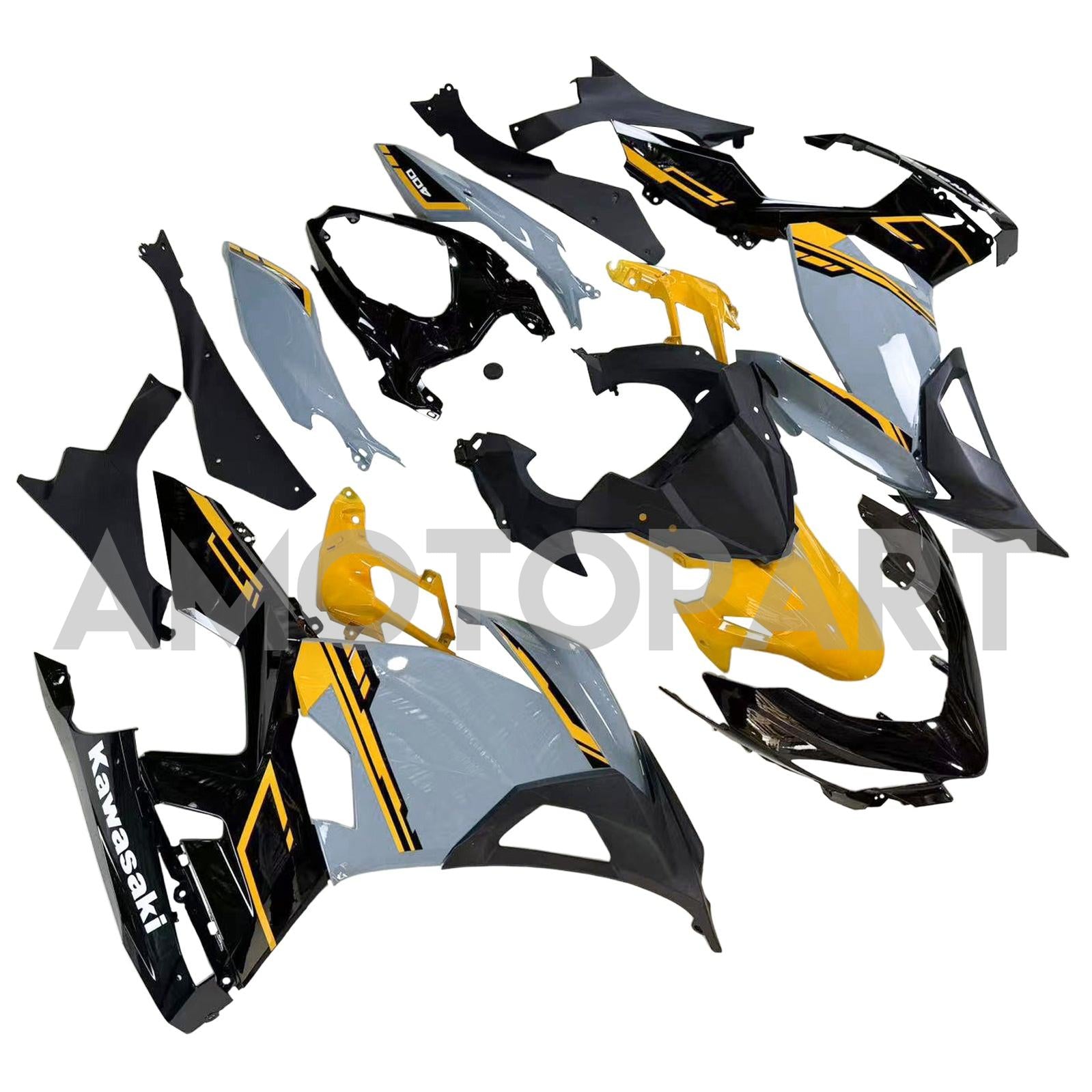 Amotopart 2018-2024 Kawasaki EX400 Ninja400 Grey & Yellow Failing Kit