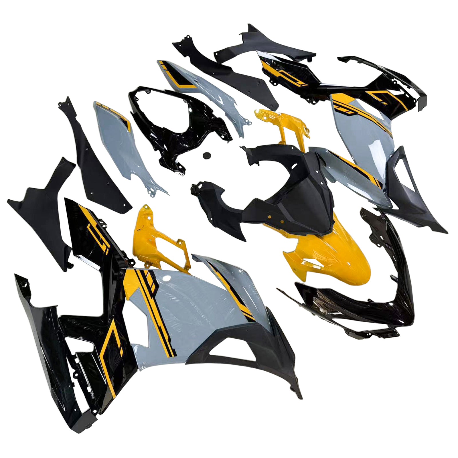 Amotopart 2018-2024 Kawasaki EX400 Ninja400 Grey&Yellow Fairing Kit