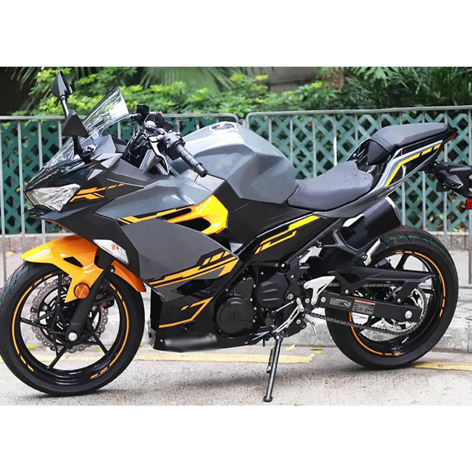 Amotopart 2018-2024 Kawasaki EX400 Ninja400 グレー&イエロー フェア