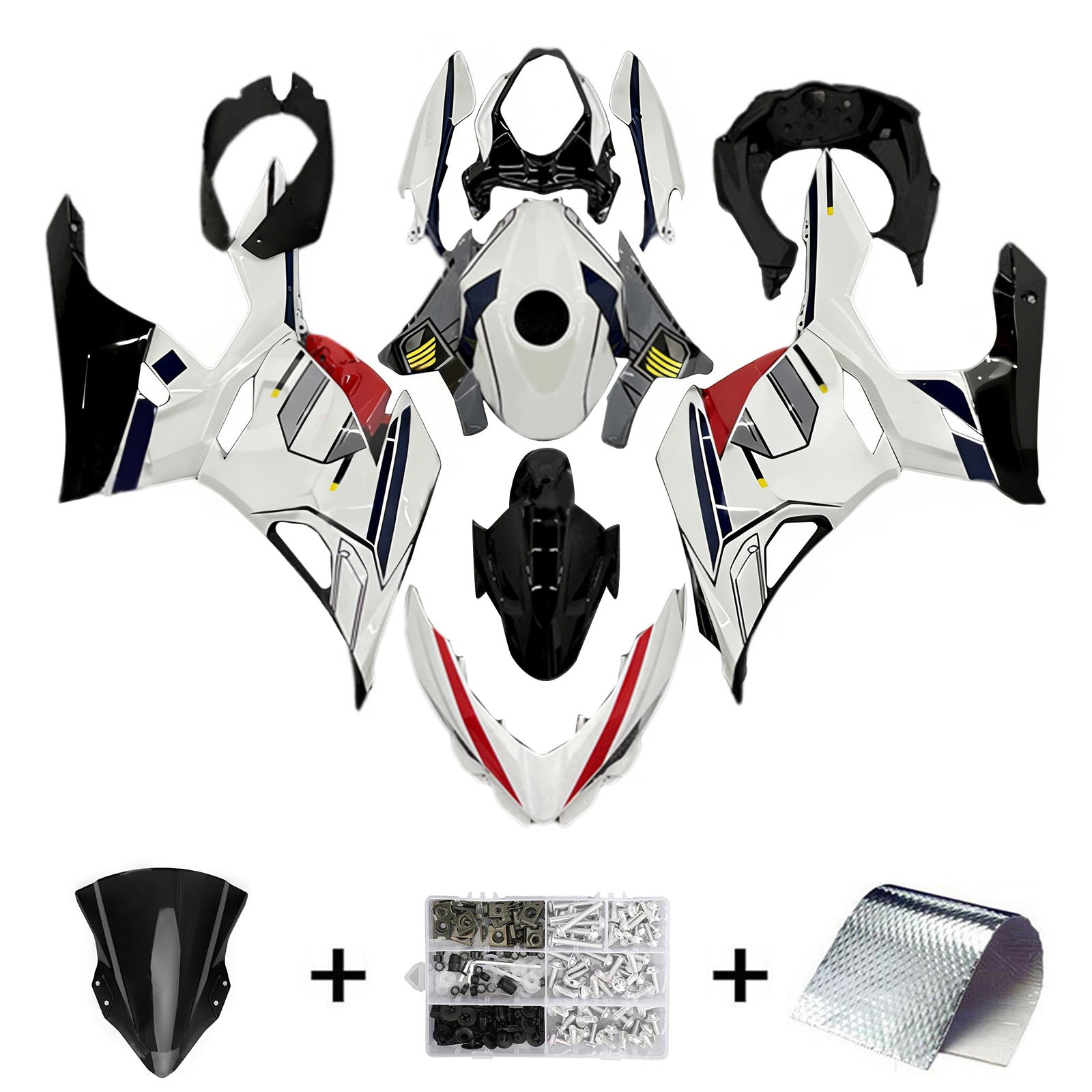 Amotopart 2018-2024 Kawasaki EX400 Ninja400 White & Red Fairing Kit