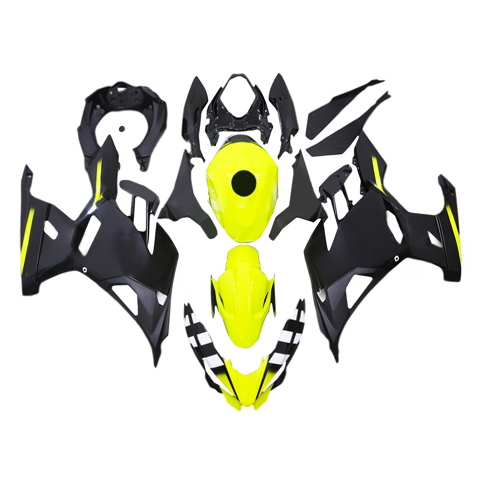 Amotopart 2018-2024 Kawasaki EX400 Ninja400 Yellow&Black Skull Fairing Kit
