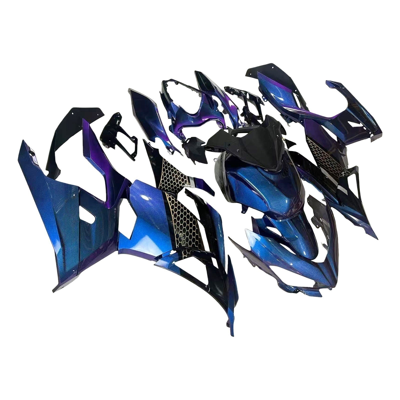 Amotopart 2018-2024 Kawasaki EX400 Ninja400 Chameleon Blue & Purple Fairing Kit
