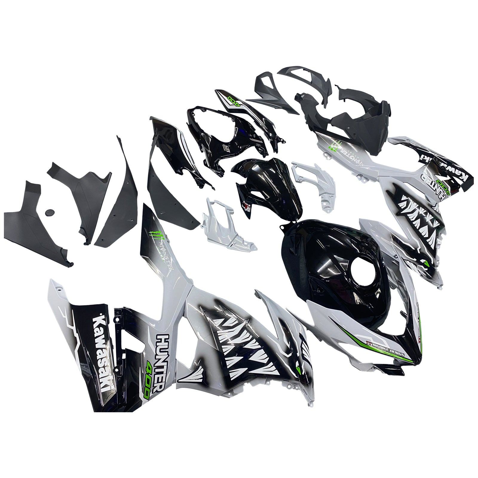 Amotopart 2018-2024 Kawasaki EX400 Ninja400 Grey&Black Fairing Kit